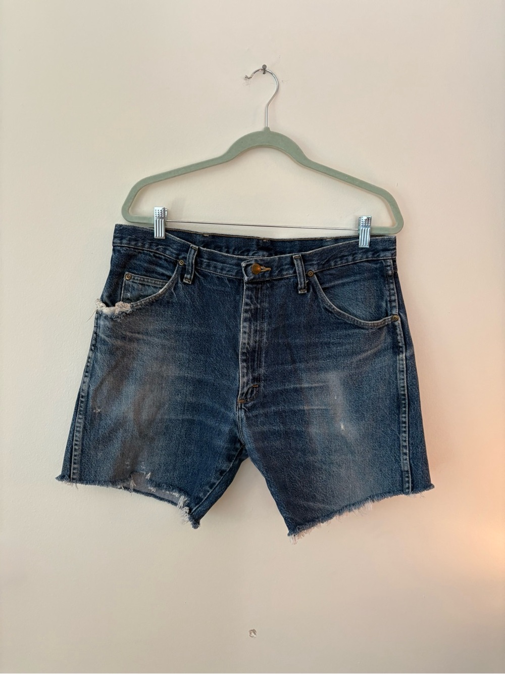Wrangler Dark Blue High-Rise Cutoff Jeans